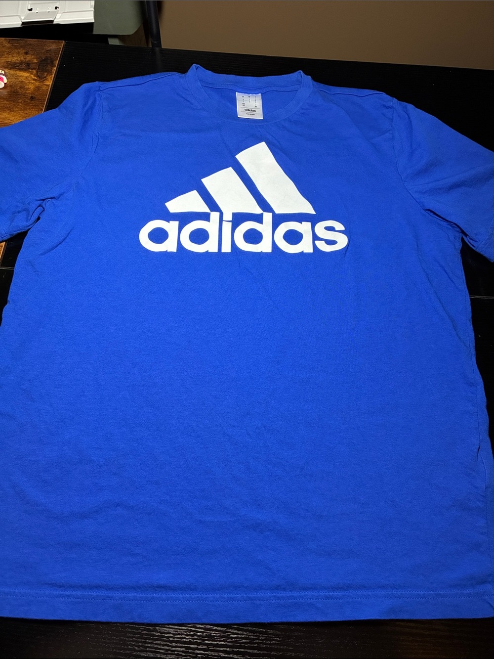 adidas Royal Blue Short Sleeve Logo Tee with White Branding